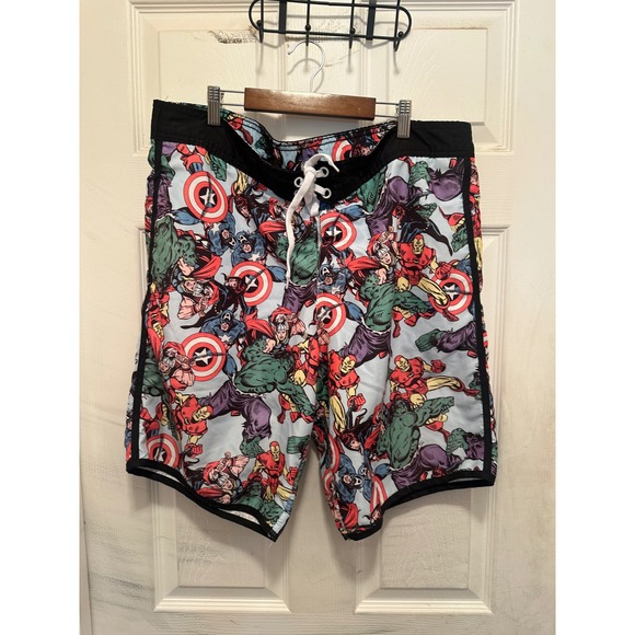 Marvel Other - Marvel Avengers Board Shorts Mens XL Bioworld Comic Print Swim Trunks Multicolor